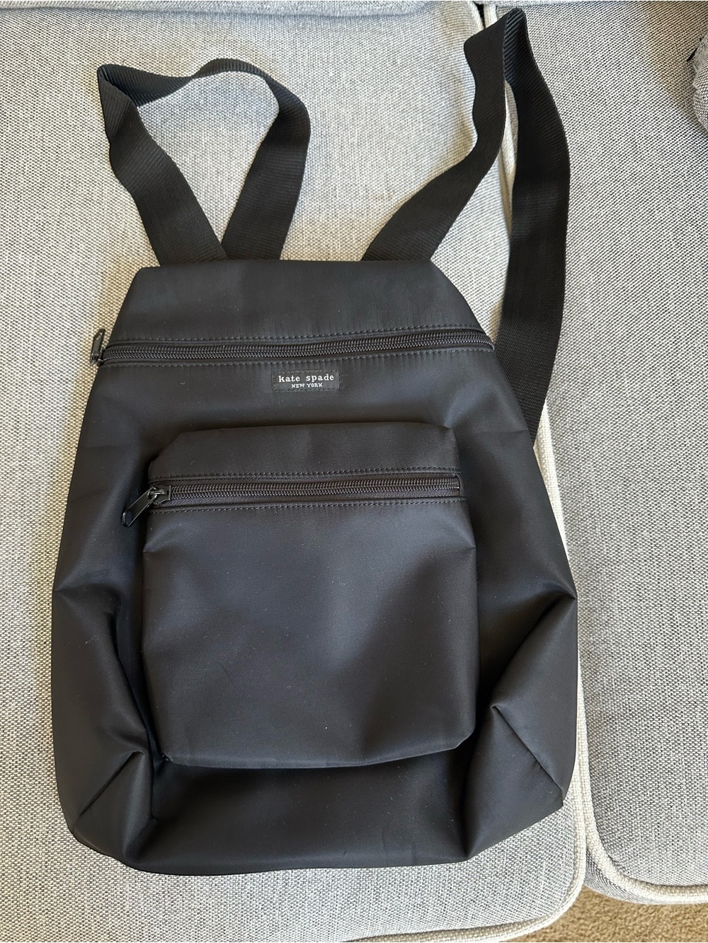 kate spade black nylon backpack with front zip pocket